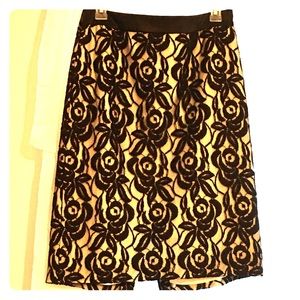 Ann Taylor black lace pencil skirt, size 8
